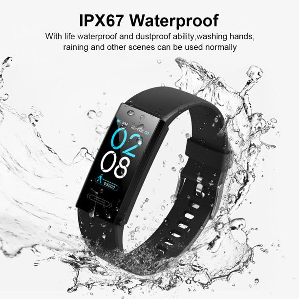 Fitness Tracker Watches, Emossie Health & Activity Tracker, Heart Rate, Sleep Monitoring, IP68 Waterproof Digital Watch for Men Women, Black
