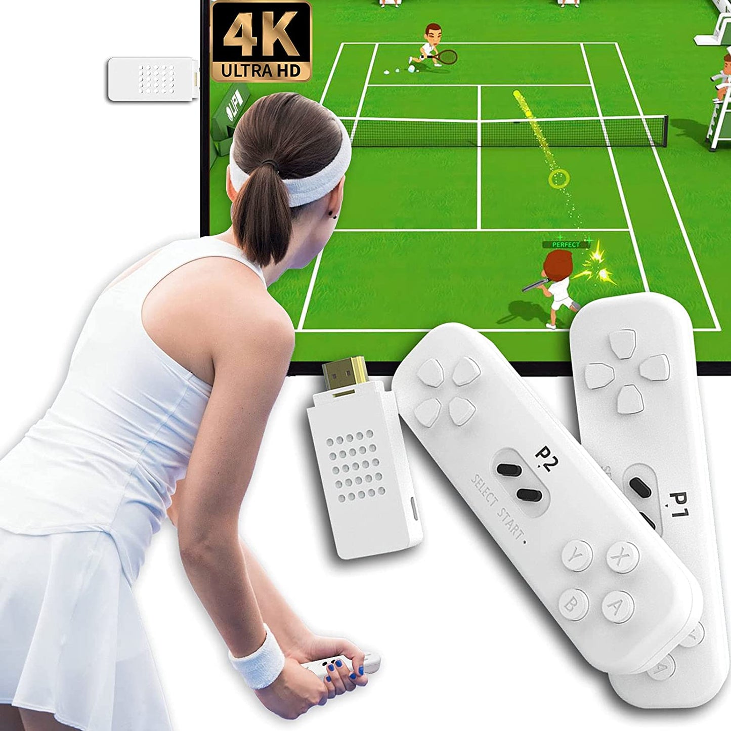 Doosl Wireless Game Console, 4K HDMI Output Plug and Play TV Games Wireless Controllers Vedio Game Console for Adult