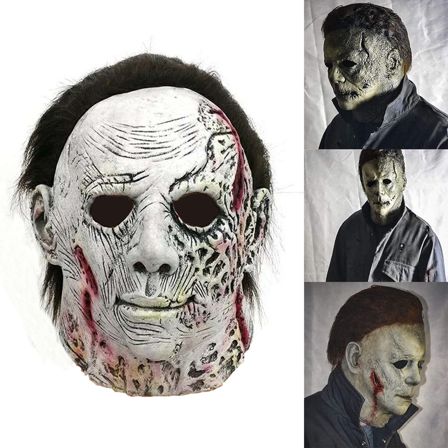 Melliful Halloween Michael Myers Mask 2021,Scar Mask Headgear, Latex Horror Scary Masks for Adult Cosplay, Great for Costume Parties