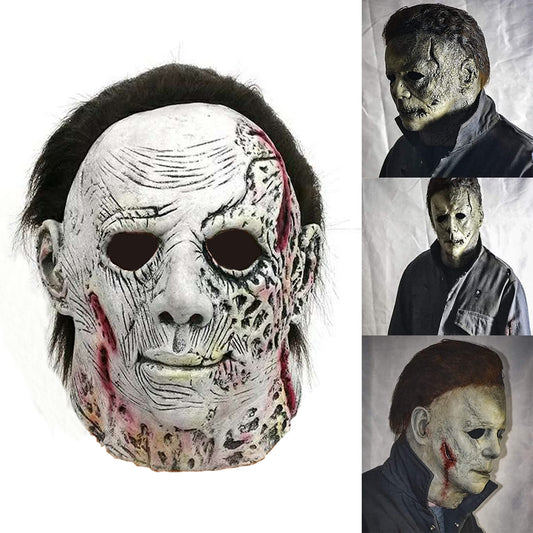 Melliful Halloween Michael Myers Mask 2021,Scar Mask Headgear, Latex Horror Scary Masks for Adult Cosplay, Great for Costume Parties