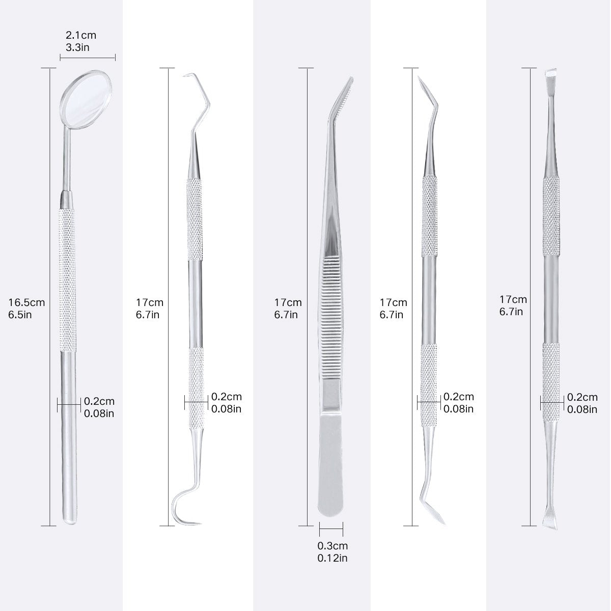 5 Pcs Dental Hygiene Kit Dental Cleaning Tools,Dentist Pick Tools Dentist Prepared Tools Teeth Gum Cleaning Tool for Home Use