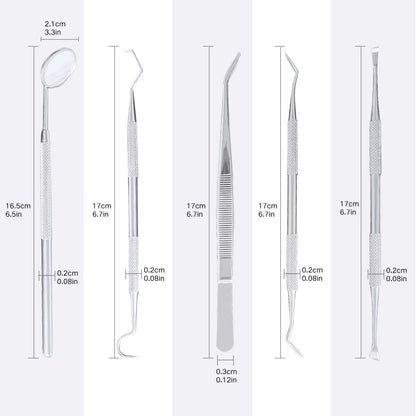 5 Pcs Dental Hygiene Kit Dental Cleaning Tools,Dentist Pick Tools Dentist Prepared Tools Teeth Gum Cleaning Tool for Home Use