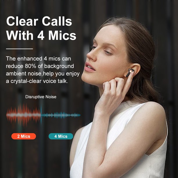 Doosl True Wireless Earbuds, ANC 8.0 Noise Cancellation, Bluetooth 5.0 Auto Pairing Headphones, IPX8 Waterproof, Touch Control, Latest Hi-Fi Stereo Sound Headset for IOS Android