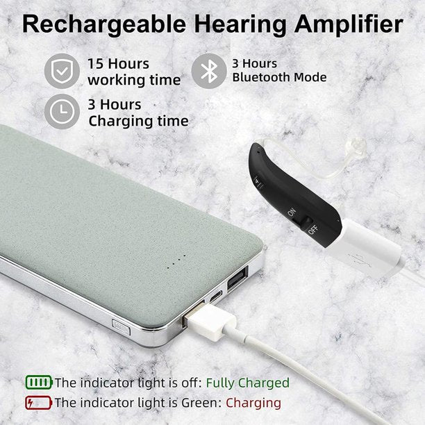 Doosl Hearing Amplifier Rechargeable Bluetooth Digital Hearing Aid with Noise Reduction for Adults and Seniors