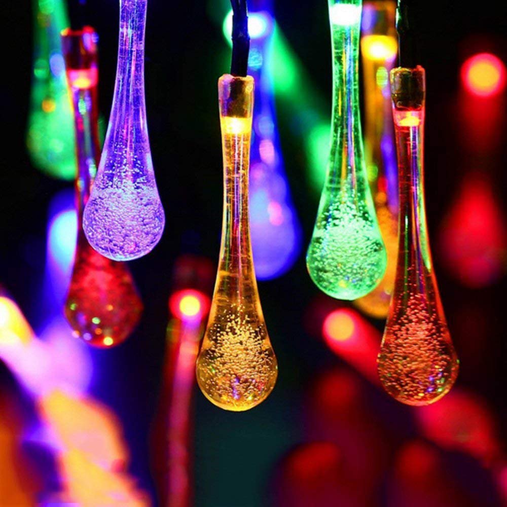 laighter Solar String Lights, 21.4ft 30 Advanced Waterproof Water Drop Mode LED Solar Fairy Lights for Patio, Lawn, Home, Garden, Wedding, Party Decorations