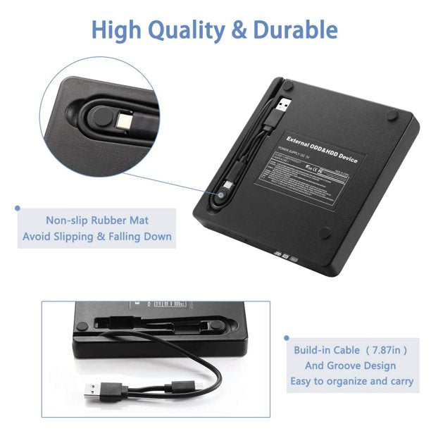 Ifanze External DVD Drive,Portable Mobile External Drives DVD-RW Writer/Burner/Rewriter ROM Drive, Perfect for Mac OS/Win7/Win8/Win10/Vista PC Desktop lapto P