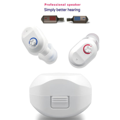 Doosl Rechargeable Hearing Aids with Portable Charging Case, Hearing Amplifiers for Both Ears, Volume Adjustable, In-Ear Hearing Devices for Seniors, 1 Pair, White