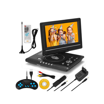 Qunler Portable DVD Player with 8.5" HD Swivel Screen and Remote Control, Support FM Radio, Black
