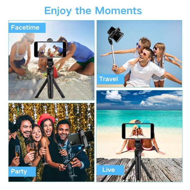 Selfie Stick Tripod, Extendable Bluetooth Selfie Stick with with Wireless Remote Shutter Compatible with iPhone 11/11 pro/X/8/8P/7/7P/6s/6, Samsung Galaxy S9/S8/S7/Note 9/8