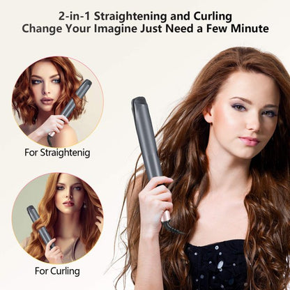 Xpreen Hair Straightener and Curler, 2 in 1 Straightener and Curling Iron, Tourmaline Ceramic Twisted Flat Iron with LCD Display and Rotating Adjustable Temperature for Hair Styling