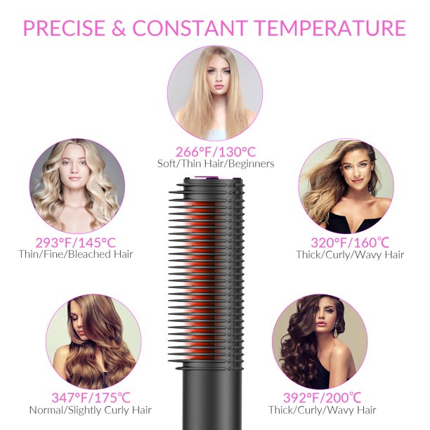 iFanze Hair Straightener Brush,Hair Straightening Brush Hot Curling Iron with Anti-Scald Feature Auto Temperature Lock Auto-Off Function