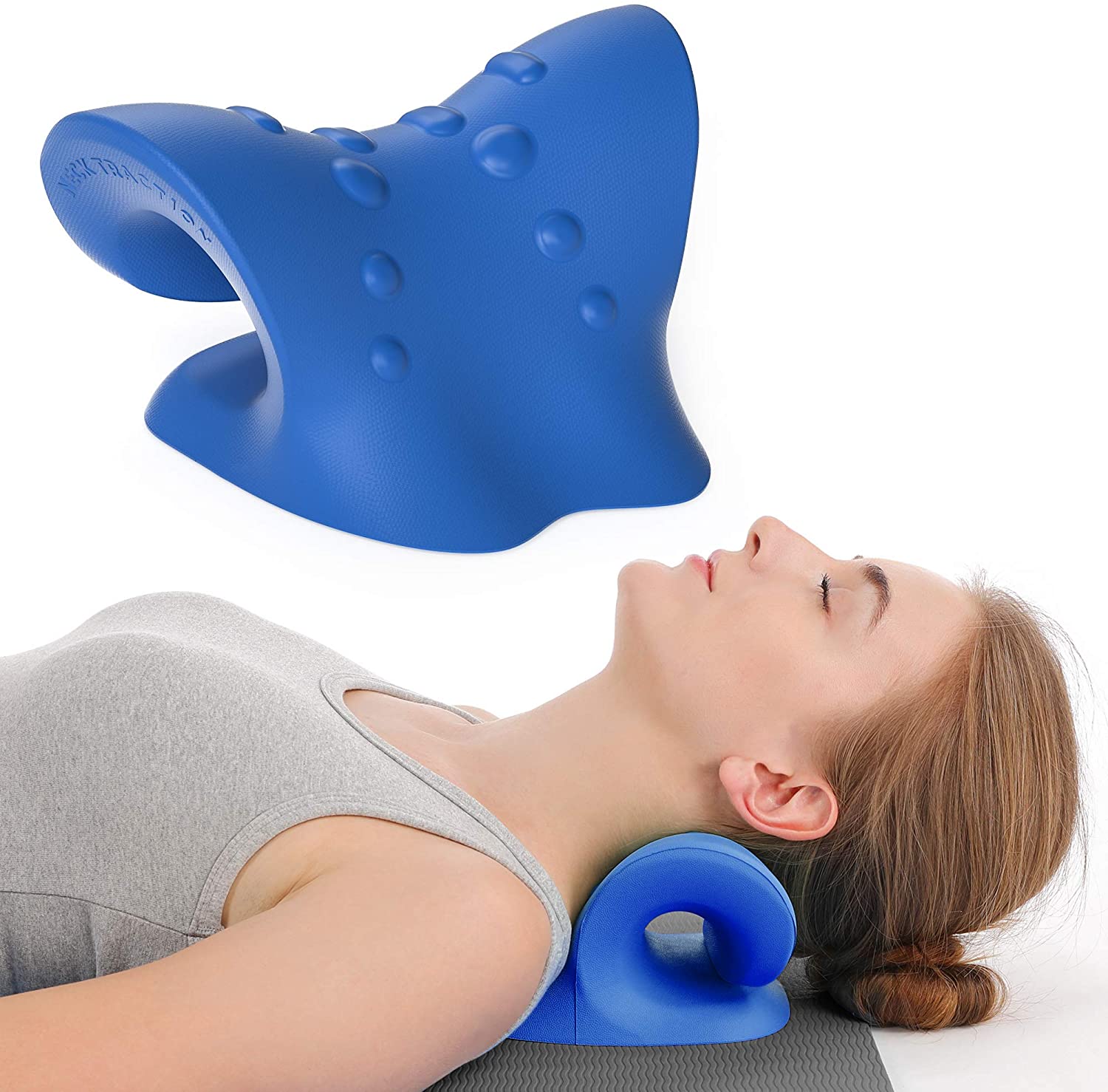 Cervical Traction Device for Neck Shoulder Pain Relief, Neck Stretcher Portable Chiropractic Pillow, Neck Stretcher, Neck Massage Pillow for Neck Shoulder Pain Relief