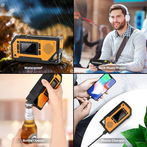 Emergency Weather Radio, Solar Hand-Cranked Radio, Indoor And Outdoor Weather Broadcast AM/FM/NOAA Channels, LED Flashlight, 2000mAh Power Bank