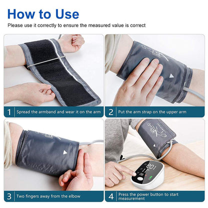 Upper Arm Blood Pressure Monitor Automatic Digital BP Meter Voice Broadcast Backlight LCD Display 8.7”-12.5” Extra Range Cuff for Home Use