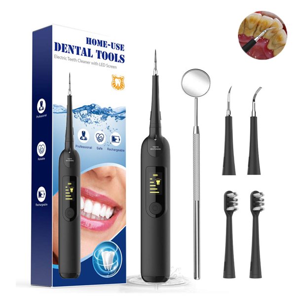 Dental Calculus Remover, Rechargeable Tartar Plaque Remover for Teeth Dental Tools, Ifanze Electric Tooth Cleaner 7 Pcs
