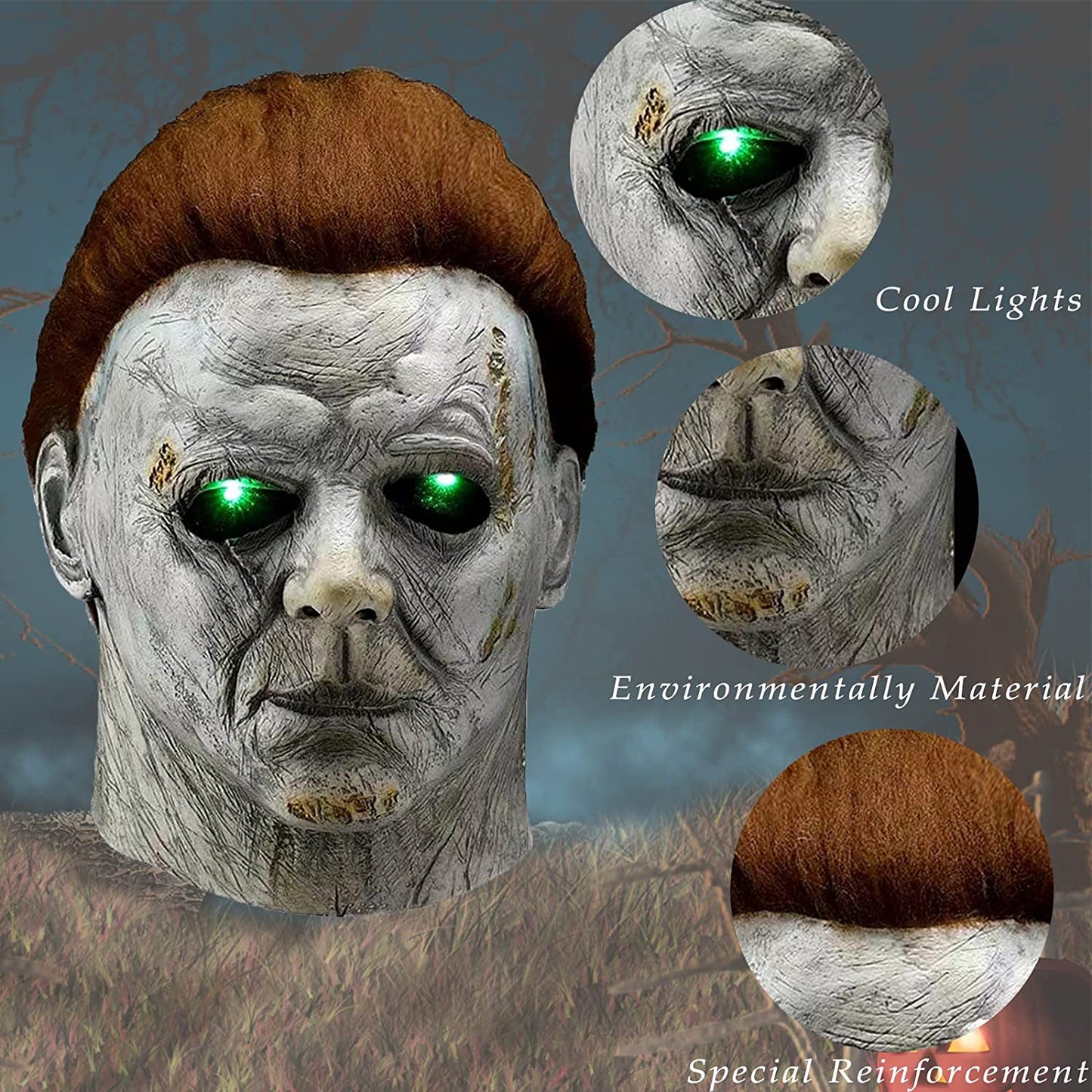 Michael Myers Mask, Halloween Mask For Adults, LED Light up, Michael Myers Costumes, Scary Halloween Mask