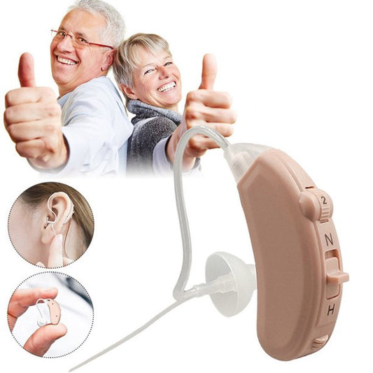 1 Pair Hearing Aids, Battery Powered Hearing Amplifier with Noise Cancelling for Adults with Hearing Loss, Digital Ear Hearing Assist Devices Volume Control Flesh