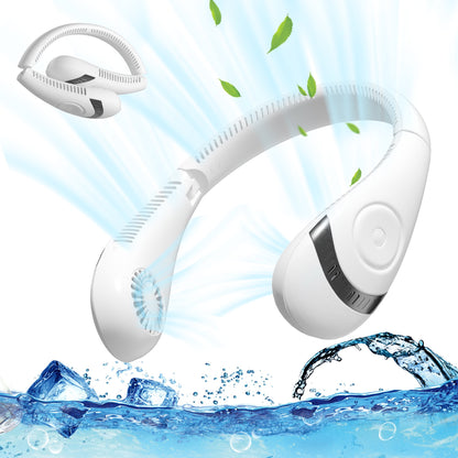 Doosl Portable Bladeless Neck Fan, 3 Adjustable Wind Speed, Rechargeable Hands-free Personal Fan, Foldable, White