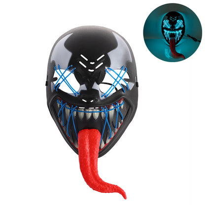 Melliful Horror Mask for Venom Halloween Cosplay, Led Light Up Halloween Mask for Adult Women Man