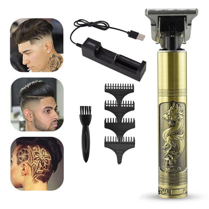 Hair Clippers Beard Trimmer for Men,Electric Cordless Rechargeable Grooming Hair Cutting Kits T-Blade Blade Shaver with 4 Guide Combs Cutting Kits for Family Use Home Daily Use Barbers(Gold)