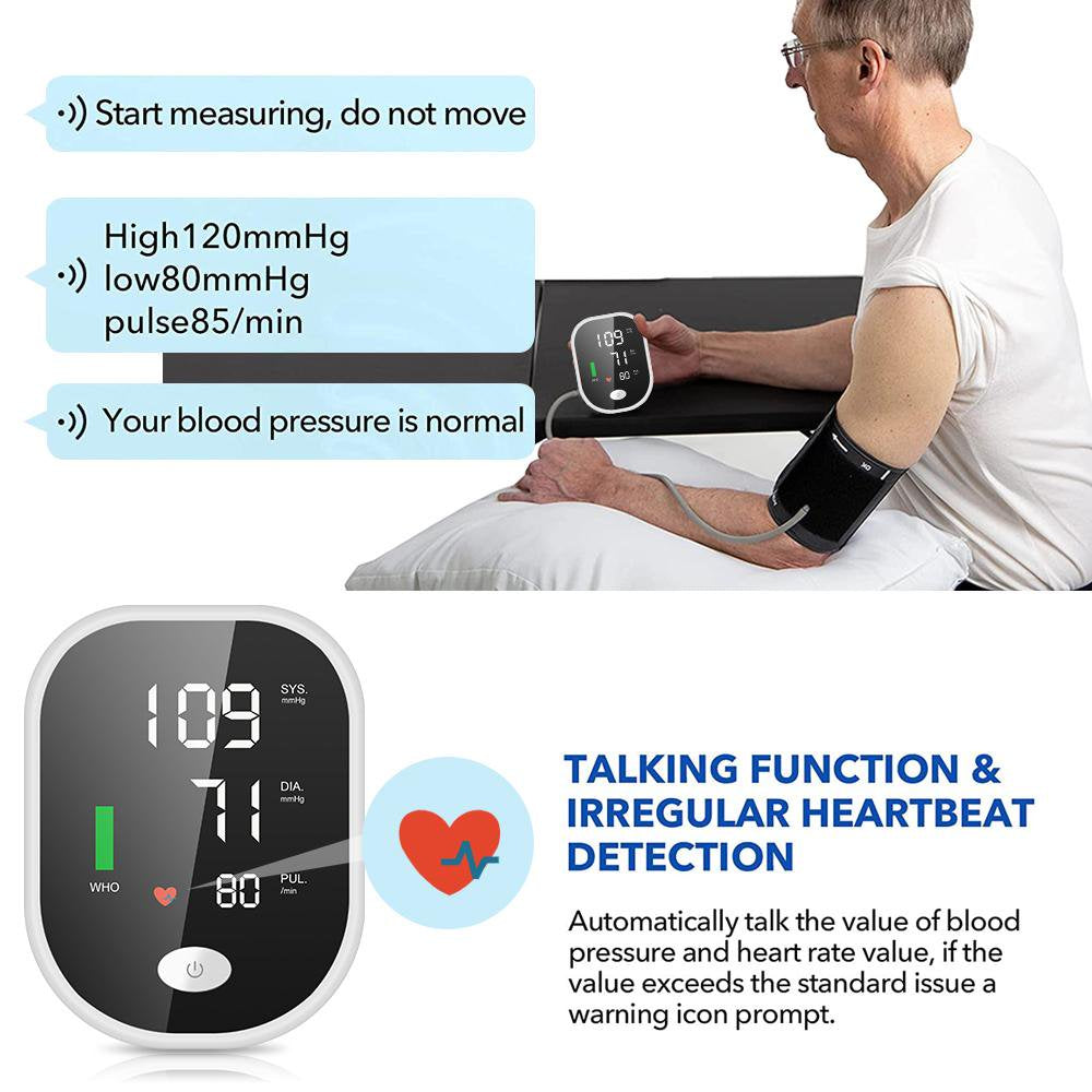 Upper Arm Blood Pressure Monitor Automatic Digital BP Meter Voice Broadcast Backlight LCD Display 8.7”-12.5” Extra Range Cuff for Home Use
