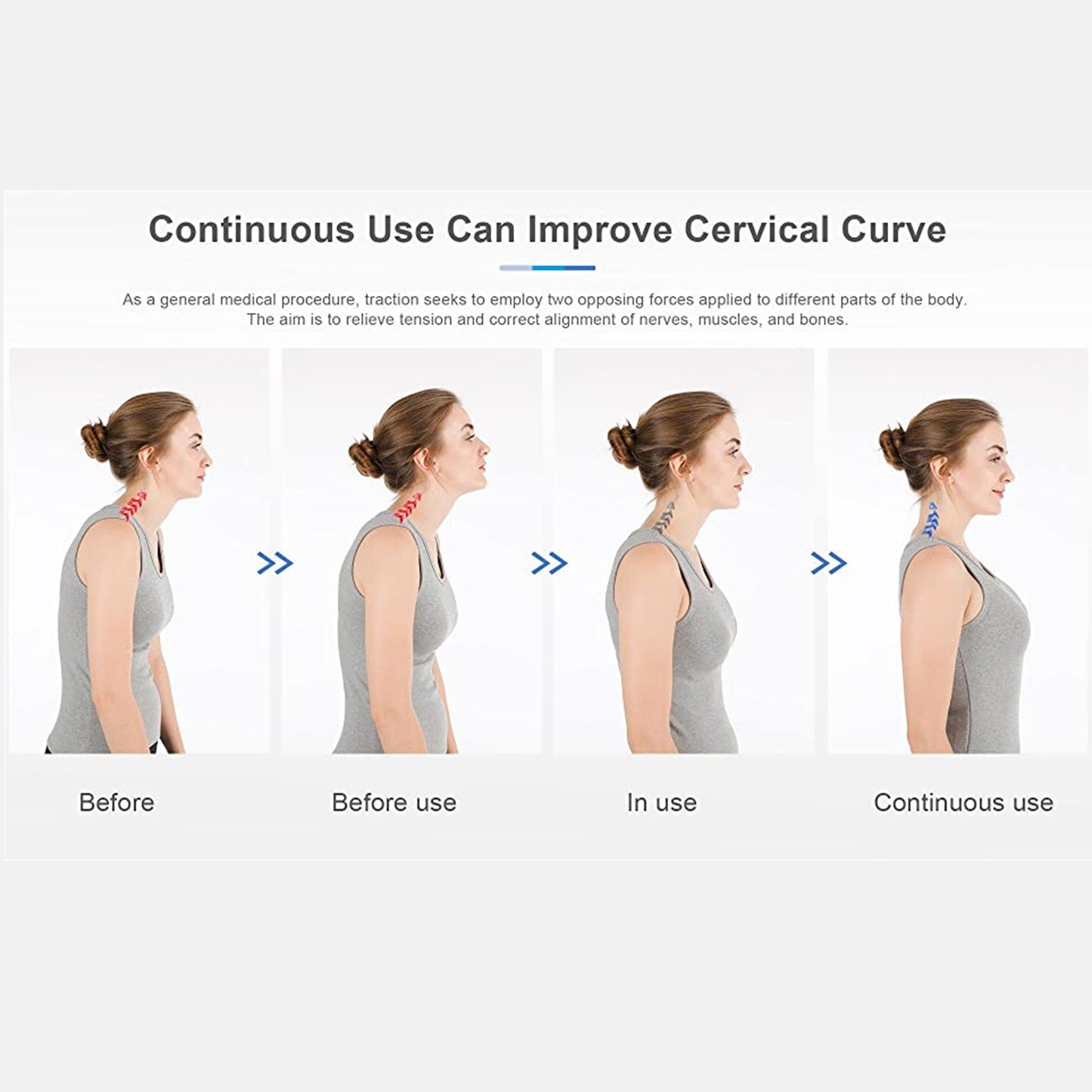 Cervical Traction Device for Neck Shoulder Pain Relief, Neck Stretcher Portable Chiropractic Pillow, Neck Stretcher, Neck Massage Pillow for Neck Shoulder Pain Relief