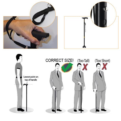 Vinmall Walking Cane for Men & Women, Portable Retractable Canes, Fall AlarmPivot Tip, Heavy Duty, Adjustable Canes for Seniors & Adults