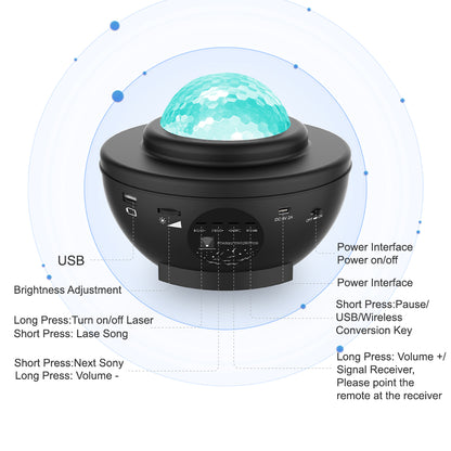 Star Projector, Night Light Projector, Built-in Music Bluetooth Speaker, USB Rechargeable, 10 Lighting Modes for Kids Baby Party Bedroom Home Decor