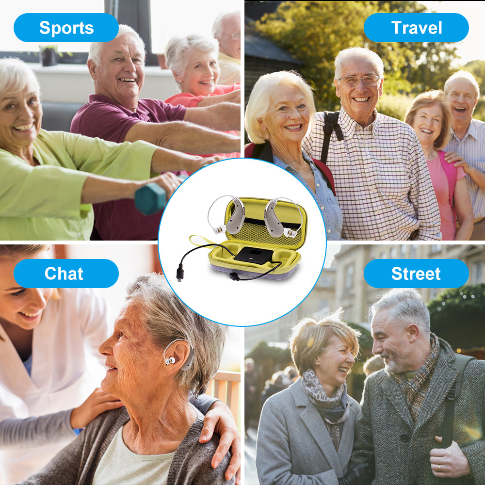 Hearing Aids for Ears, Hearing Amplifier for Seniors and Adults with Charging Bag, 2 PACK