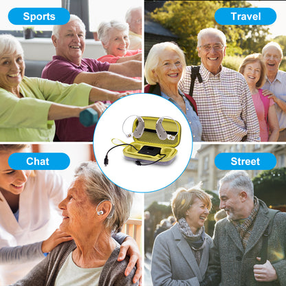 Hearing Aids for Ears, Hearing Amplifier for Seniors and Adults with Charging Bag, 2 PACK