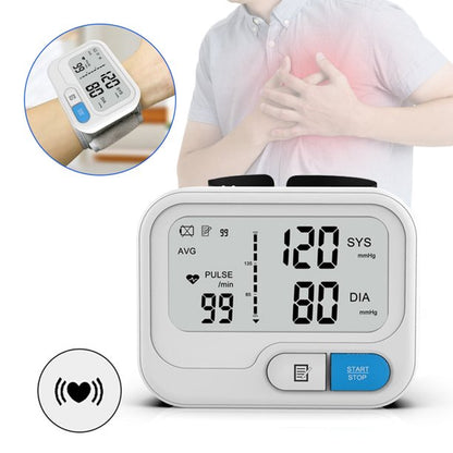 Blood Pressure Monitor, Automatic Wrist Blood Pressure Cuff Machine with Large LCD Display, Digital BP Monitor with Reading Memory Voice for Home Use