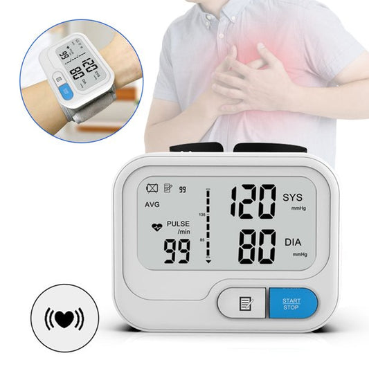 Blood Pressure Monitor, Automatic Wrist Blood Pressure Cuff Machine with Large LCD Display, Digital BP Monitor with Reading Memory Voice for Home Use