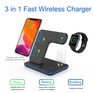 Wireless Charger,3 in 1 Fast Charging Station