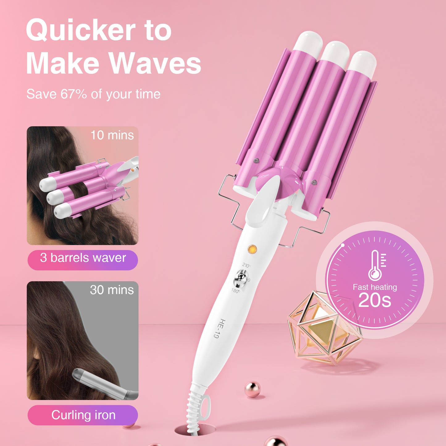 Hair Curling Iron 3 Barrel