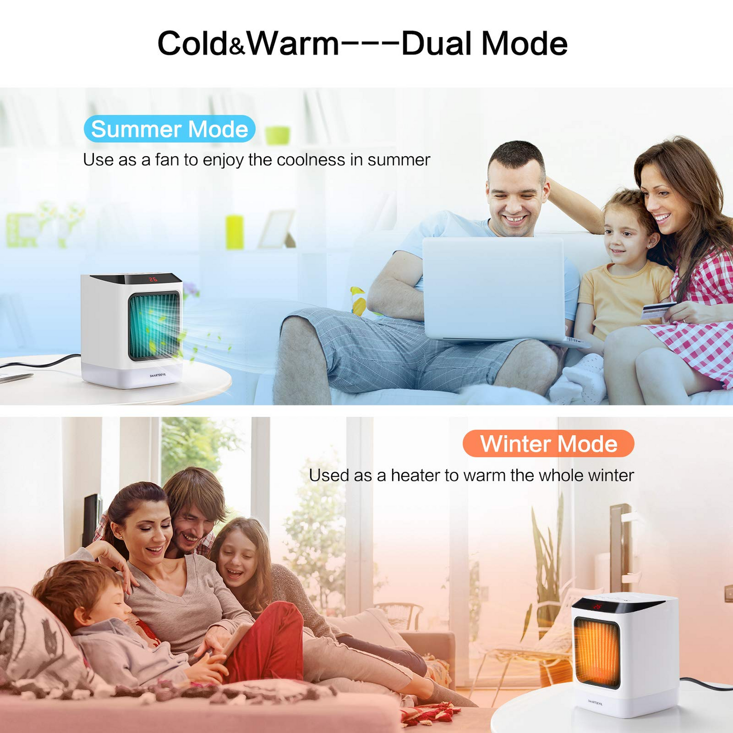 Portable Space Heater Beenate Safe and Quiet Ceramic Heater Fan for Baby Room Bedroom Dorm Office Desktop Bathroom & Indoor Use