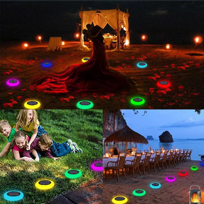 Solar Garden Lights, 7 Color Solar Path Lights, Solar Walkway Lights Outdoor, Solar Pathway Lights Outdoor Waterproof for Garden, Patio Yard Landscape Pathway and Driveway, 4Pack, J74