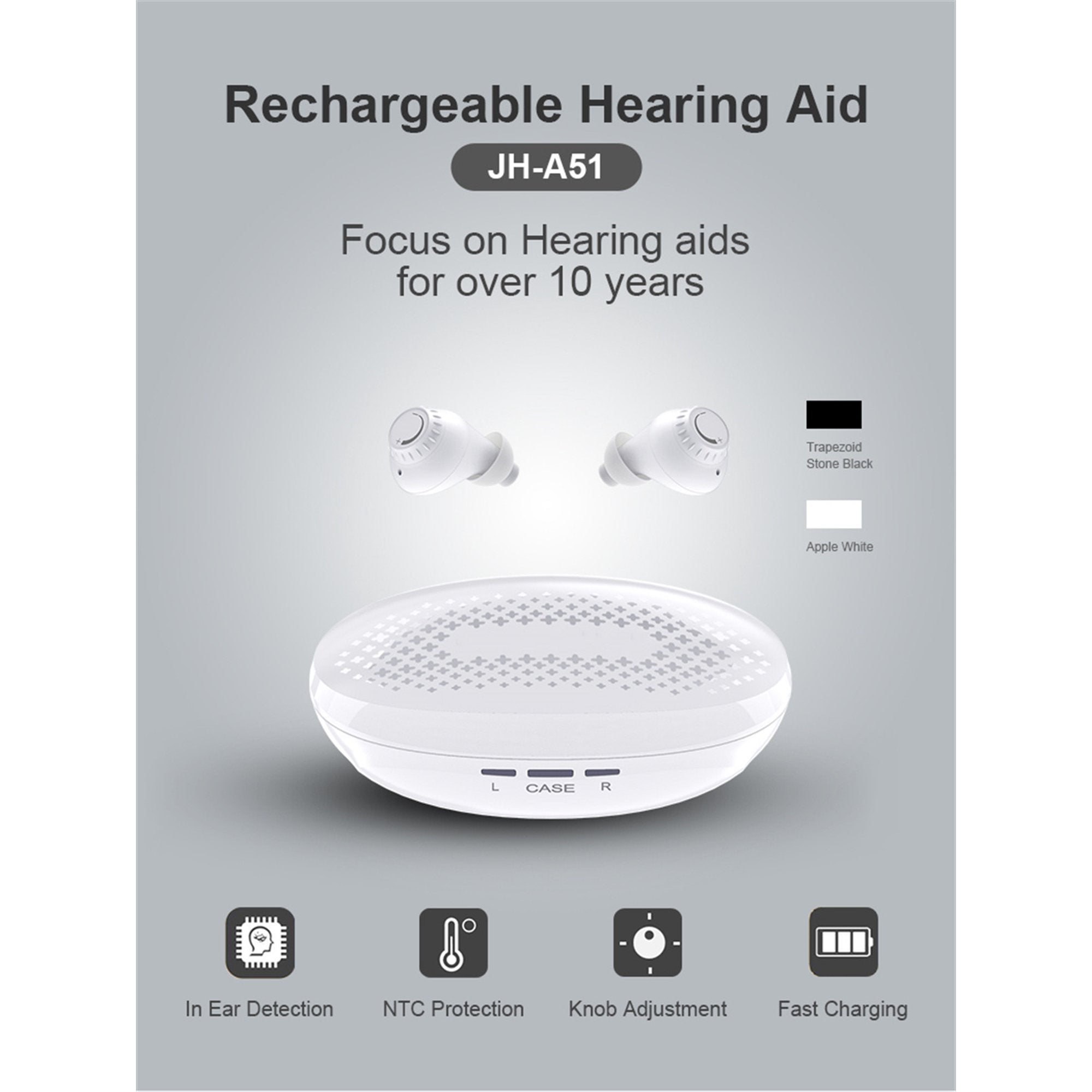 Doosl Hearing Amplifiers, Rechargeable Hearing Aids with Portable Charging Case, Volume Adjustable, In-Ear Hearing Aids for Seniors and Adults