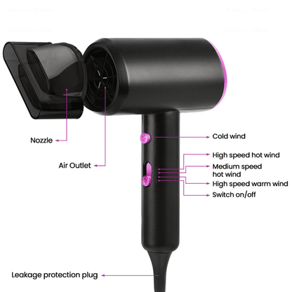 Hair Dryer, 1200W 3 Wind Speeds Adjustable with Concentrator Nozzle Portable Hair Styling Tool