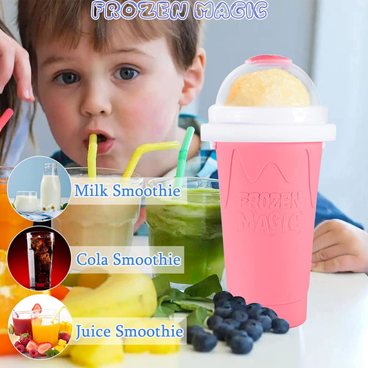 Slushy Maker Cup, Magic Quick Frozen Smoothies Cup, Reuseable Squeeze Cooling Cup with Lids and Straws, Homemade Milk Shake Ice Cream Maker