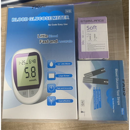 Vinmall Blood Glucose Monitor Kit with 100 Glucometer Strips and 100 Lancets, Blood Sugar Test Kit with Lancing Device, Coding-free Meter, Large Display