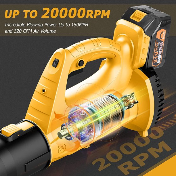 Cordless Leaf Blower, 21V 320 CFM 150 MPH Electric Leaf Blower with Battery and Charger for Dust, Snow Debris, Yard, Work Around The House