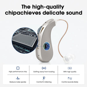 Personal Sound Amplifiers for Ear, Digital Personal Sound Amplifiers with Noise Cancelling & Volume Adjustable, Beige