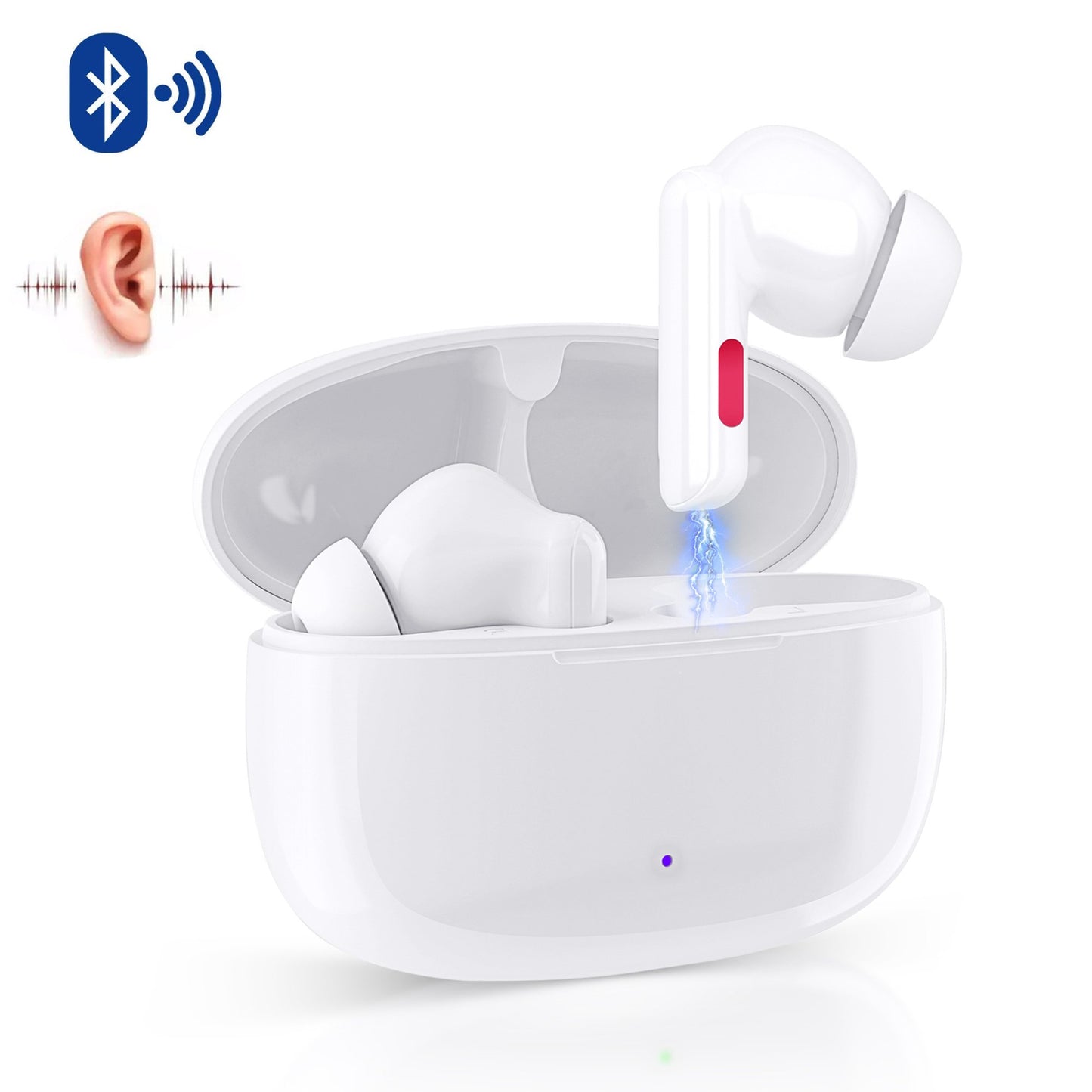 Doosl Hearing Amplifiers for Ears, Howling Cancelling, Intelligent Noise Reduction, Rechargeable Bluetooth Personal Sound Amplifiers to Assist Hearing of Seniors, 1 Pair, White