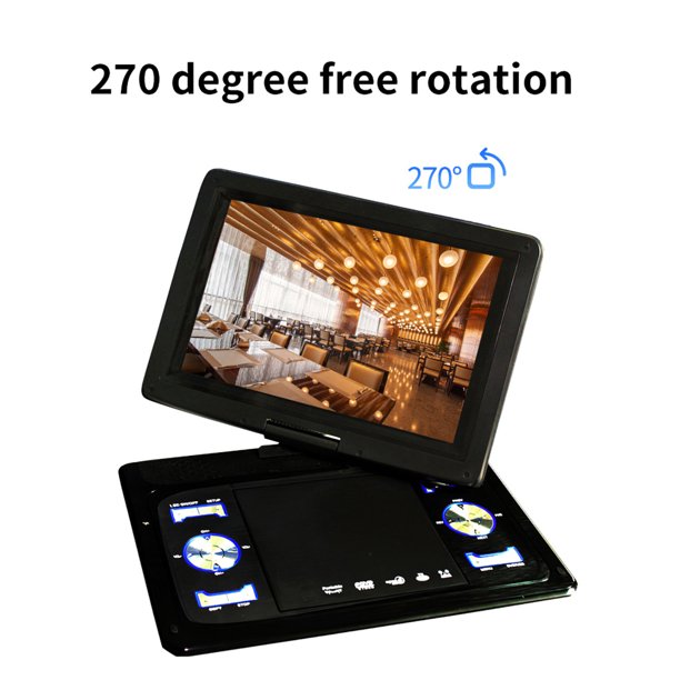 Portable DVD Player with 10.2" HD Swivel Screen for Car Black