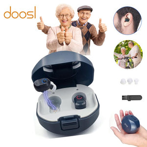 Doosl Hearing Aids for Ears with Portable Charging Case, Rechargeable Hearing Amplifiers for Seniors, Noise Cancelling, Volume Adjustable, In-Ear Hearing Devices for Both Ears, 1 Pair, Black