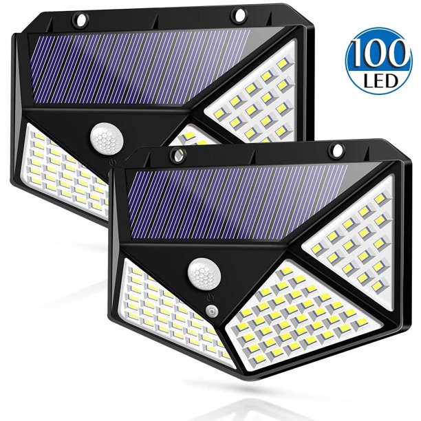 Wireless IP65 Waterproof Heatproof Solar Motion Sensor Lights Security Lights for Porch Garden, Patio, Fence, 2 Packs