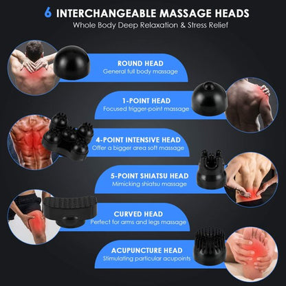 Handheld Massager,Xpreen Rechargeable Deep Tissue Massager Cordless Electric Full Body Massager 6 Heads Pain Relief Vibration Therapy Massage for Muscles, Back, Foot, Neck, Shoulder, Leg