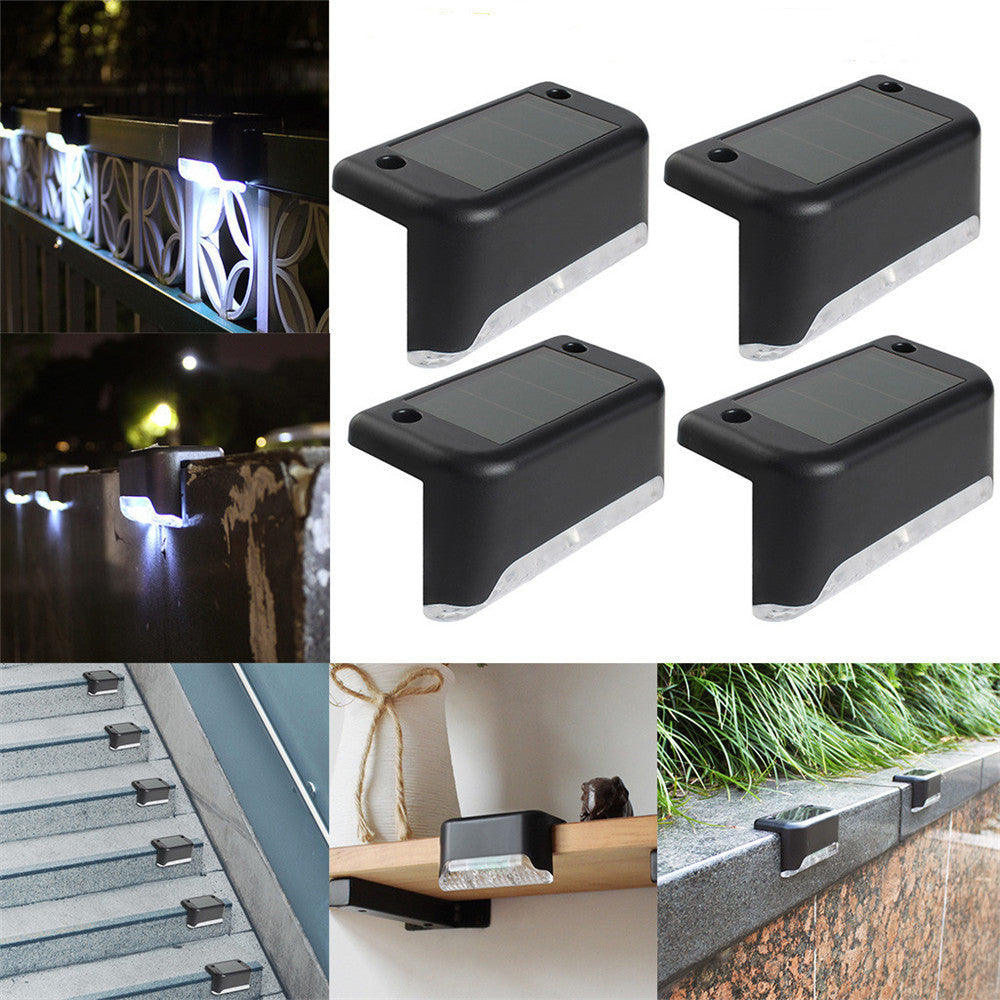 4 Pack Solar Deck Lights Waterproof Led Solar Lamp Outdoor Warning Warm Light for Steps Decks Pathway Yard Stairs Fences Tent Camping