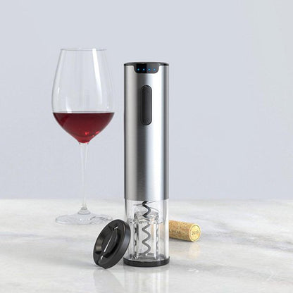 Electric Wine Opener, Rechargeable Automatic Corkscrew with Foil Cutter and USB Cable, Wine Bottle Openers for Home Kitchen Party Bar Wedding, Silver