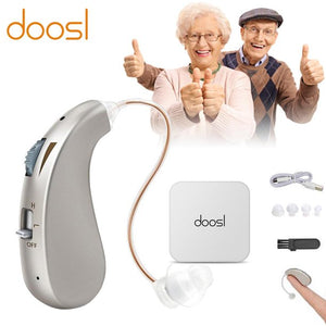 Doosl Hearing Aids for Seniors, Rechargable Hearing Aids for Ears with 4 Earplugs Noise Reduction Volume Control for Adults Mild, Moderate Hearing Loss